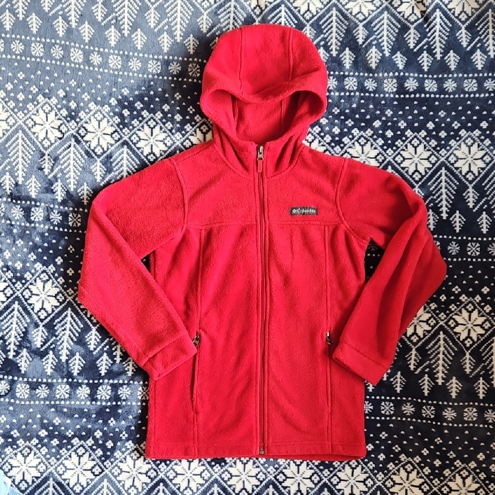 Columbia Kids' Sz M Vibrant Red Zip-Up Fleece Hoodie